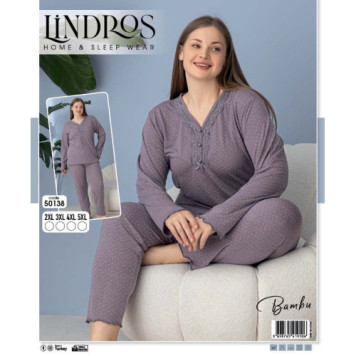 Пижама жіноча 50138  кофта +штани 2XL-5XL LINDROS-0
